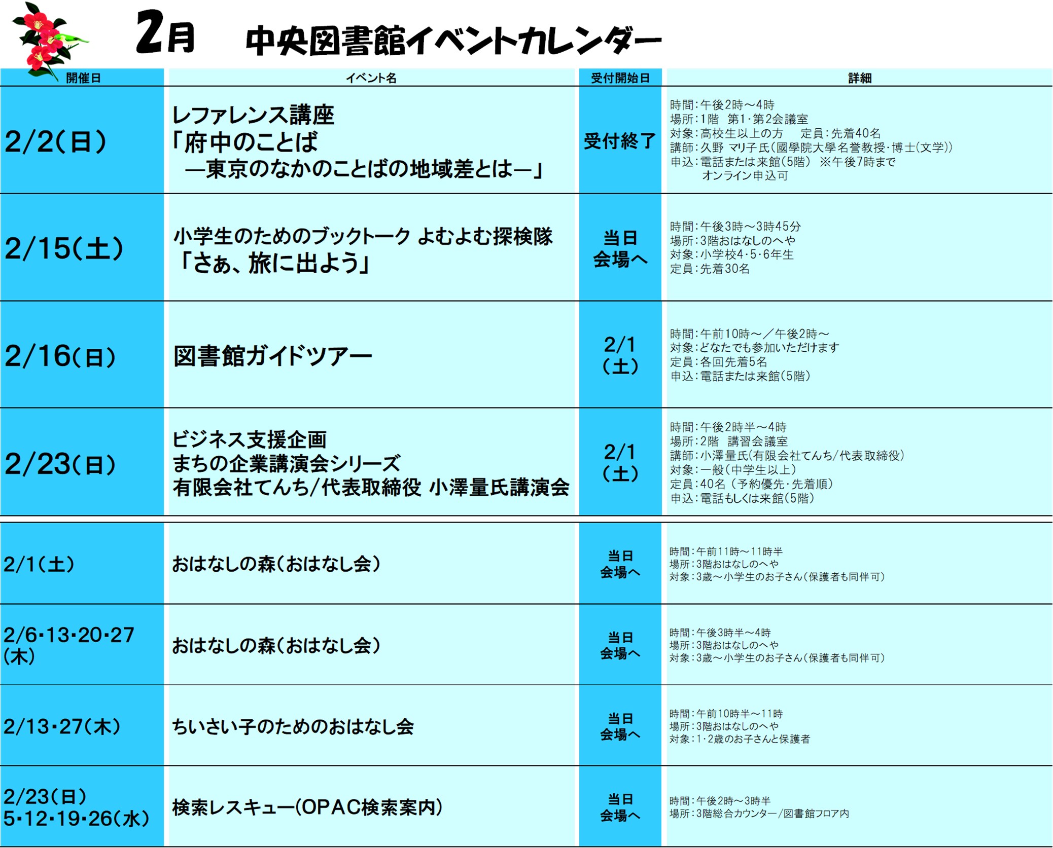 2025年2月イベントカレンダー