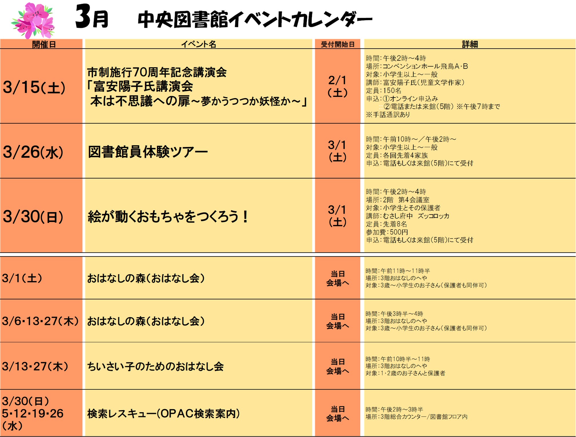 2025年2月イベントカレンダー