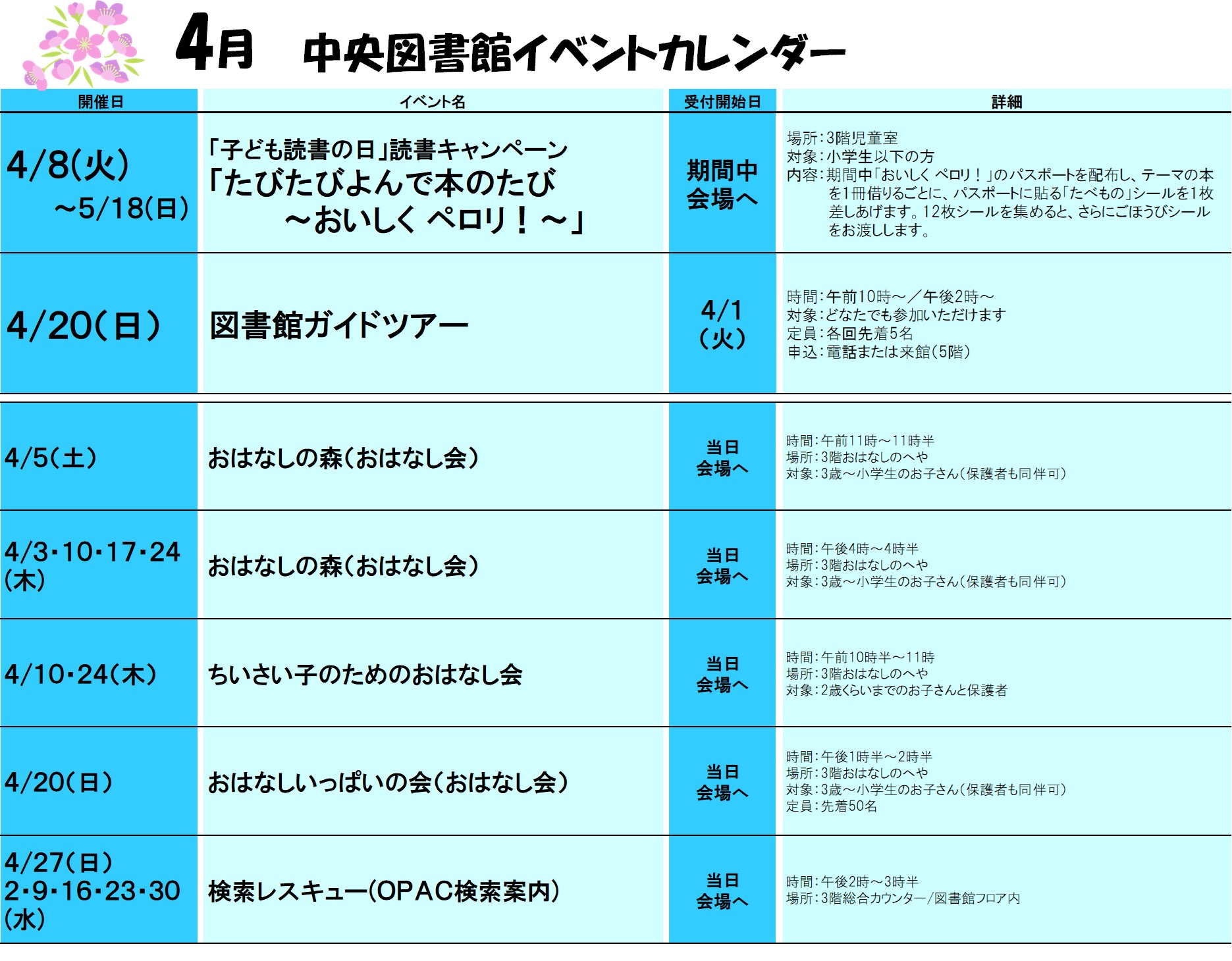 2025年4月イベントカレンダー