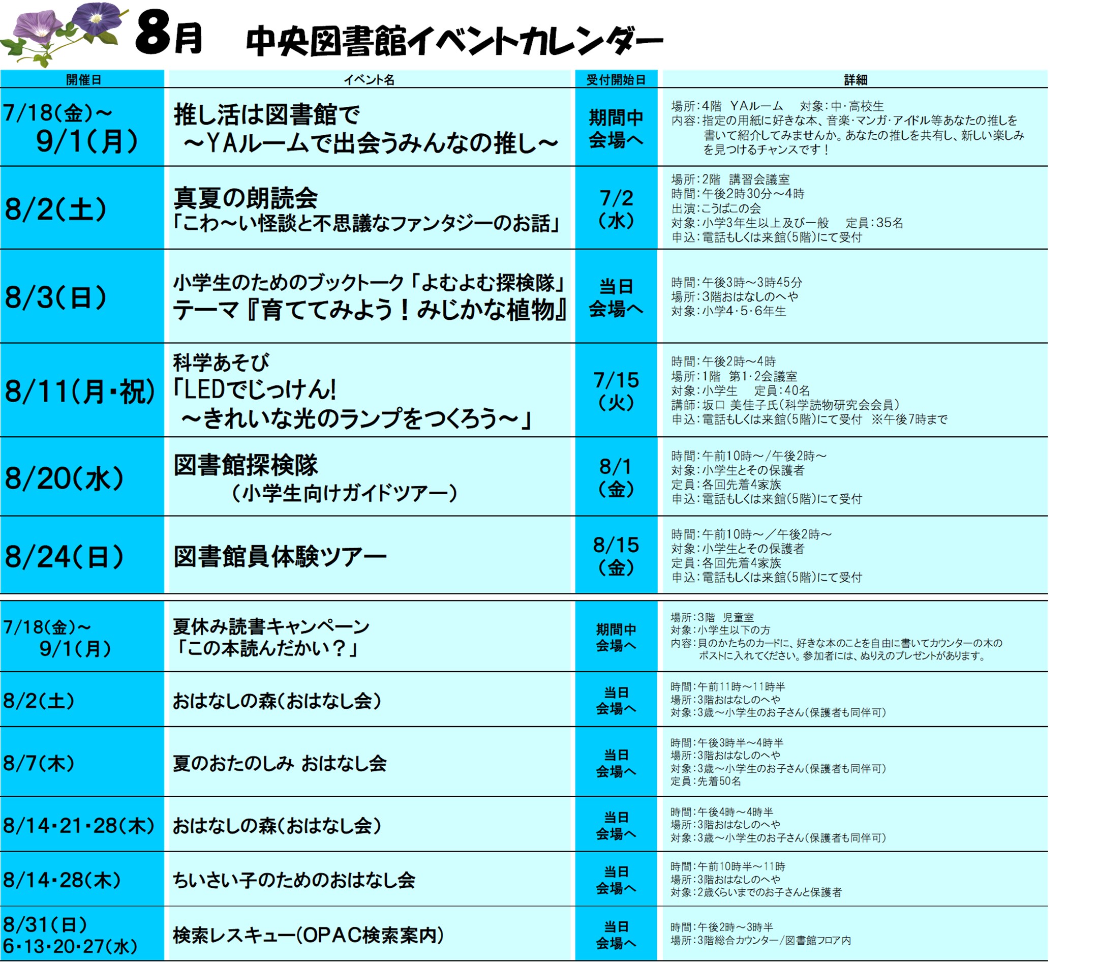 2025年8月イベントカレンダー