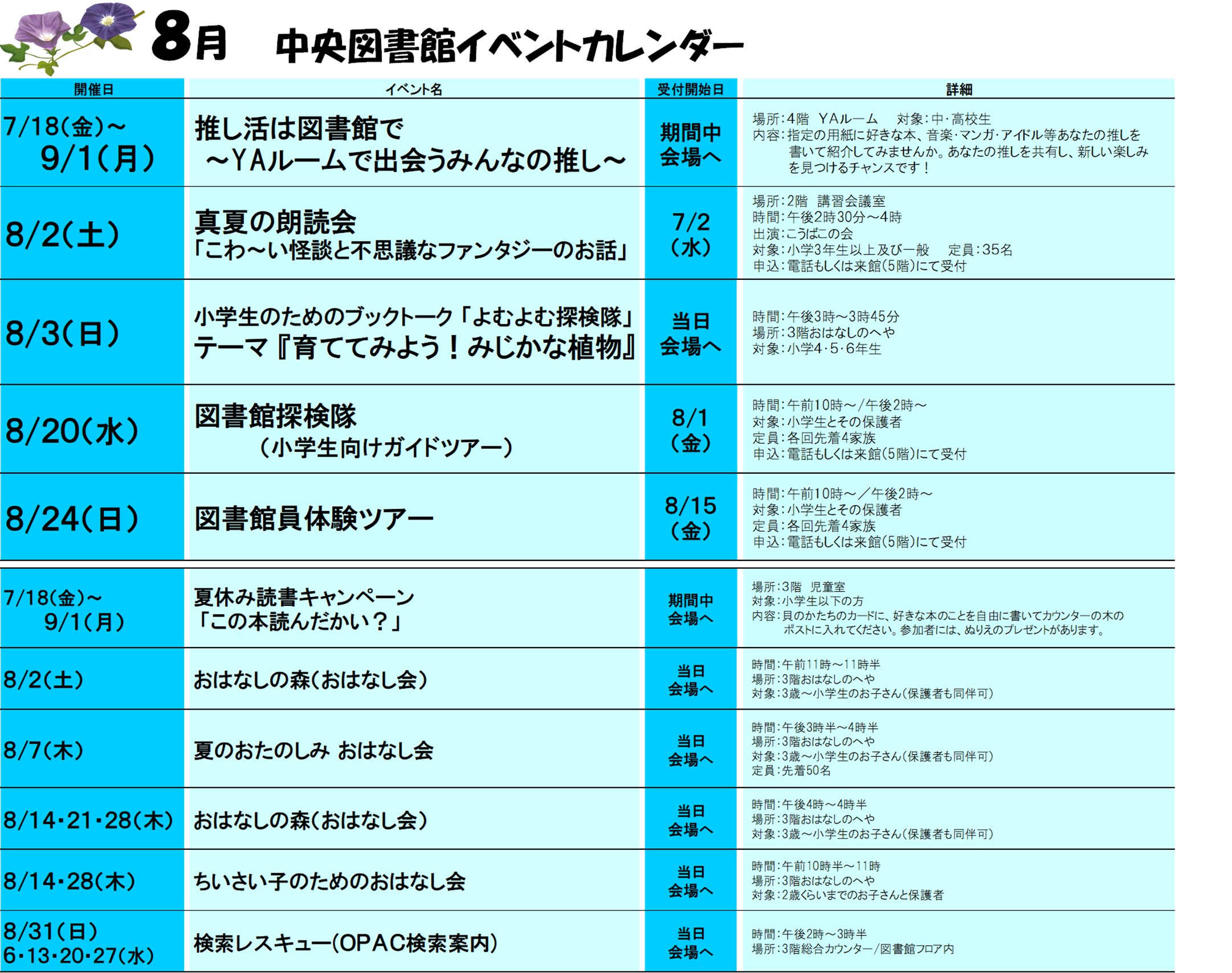 2025年8月イベントカレンダー