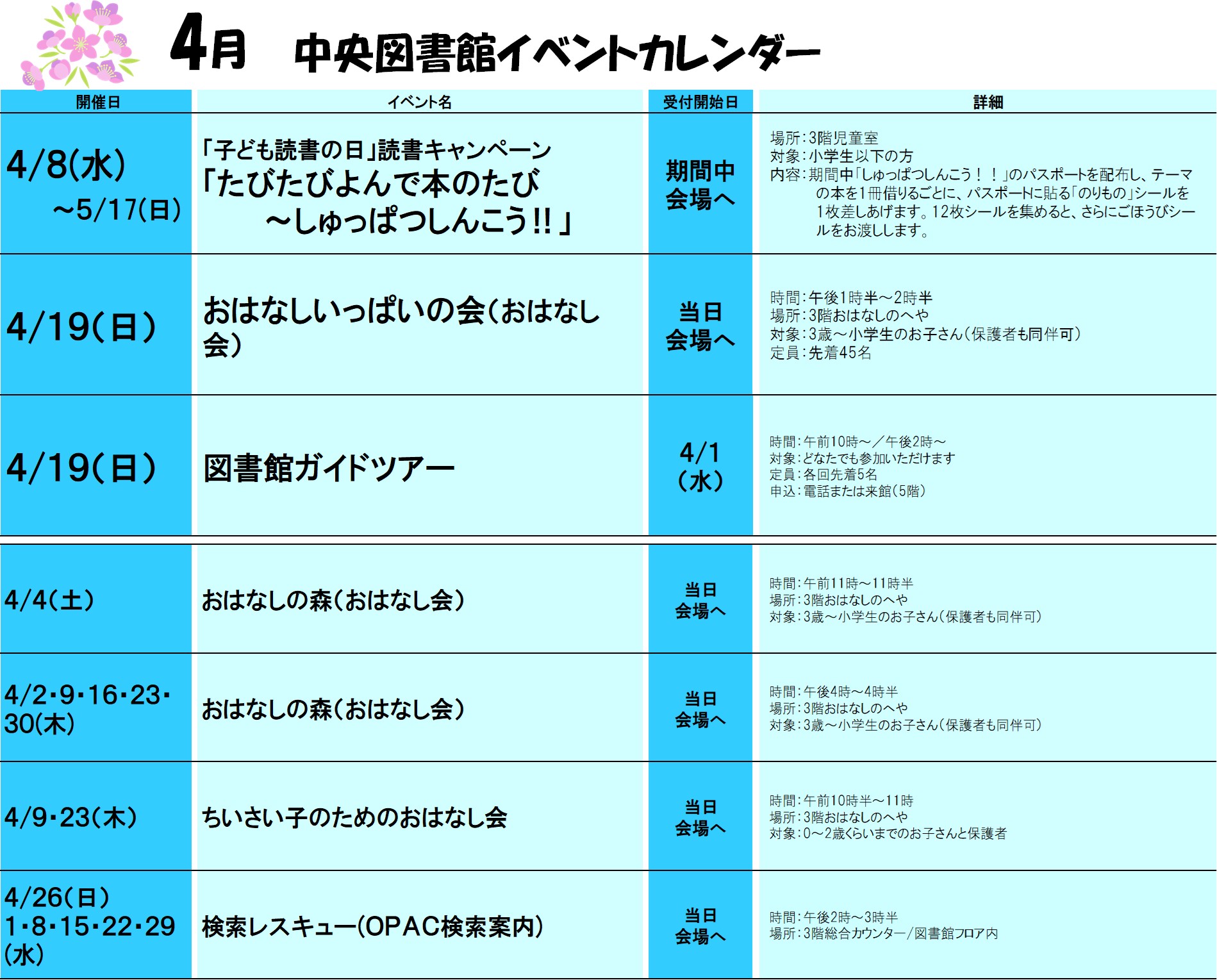 2026年4月イベントカレンダー