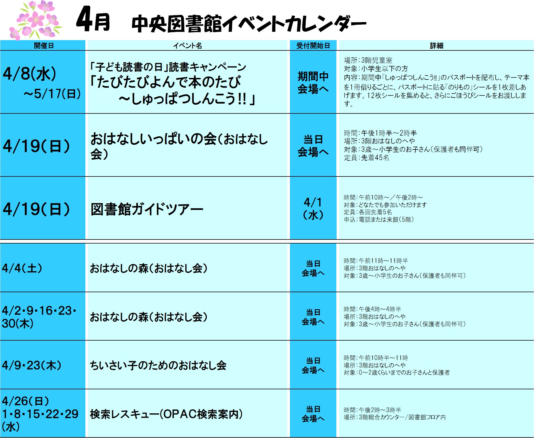 2026年4月イベントカレンダー